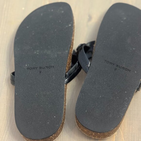 Tory Burch Miller Clouds Patent Leather Cork Thing Sandal - Picture 2 of 4